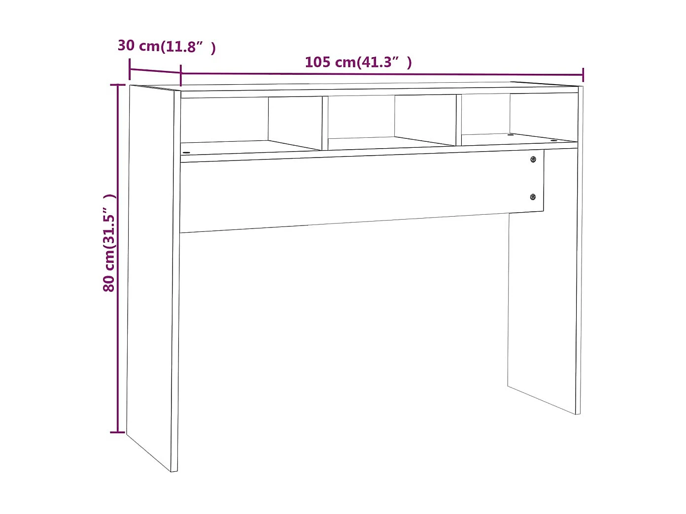Table console Chêne sonoma 105x30x80 cm Aggloméré