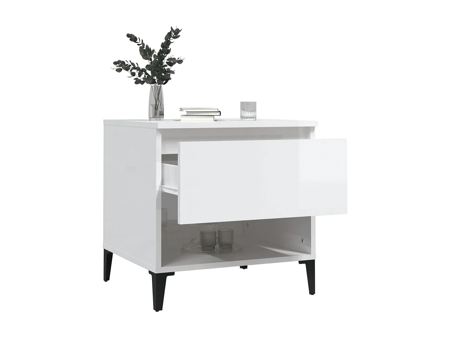 Table d'appoint Blanc brillant 50x46x50 cm Bois d'ingénierie