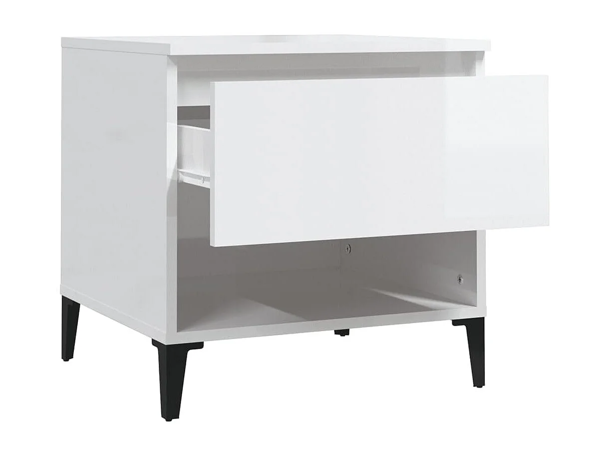 Table d'appoint Blanc brillant 50x46x50 cm Bois d'ingénierie