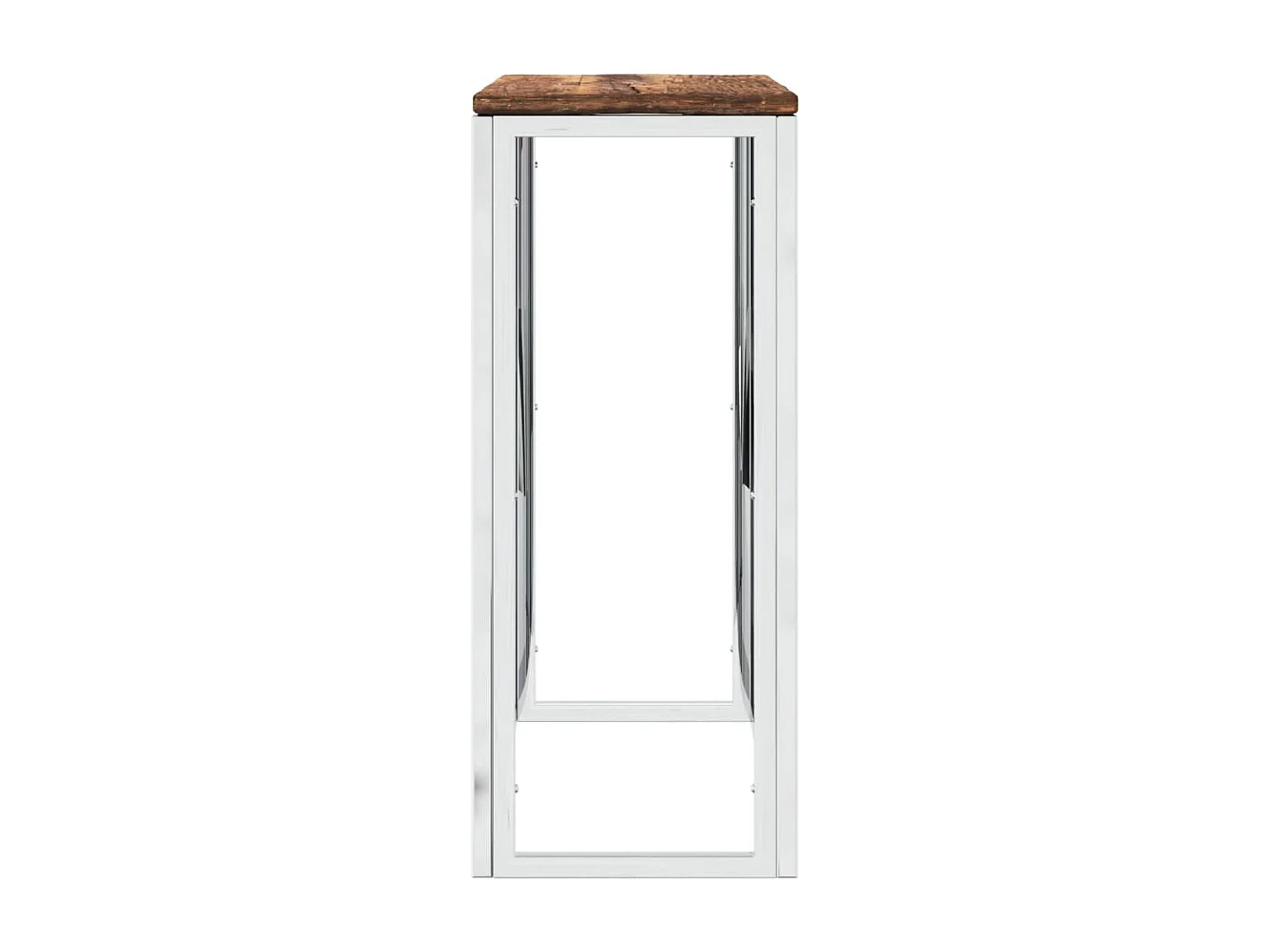 Table console argenté acier inoxydable/bois massif récupération