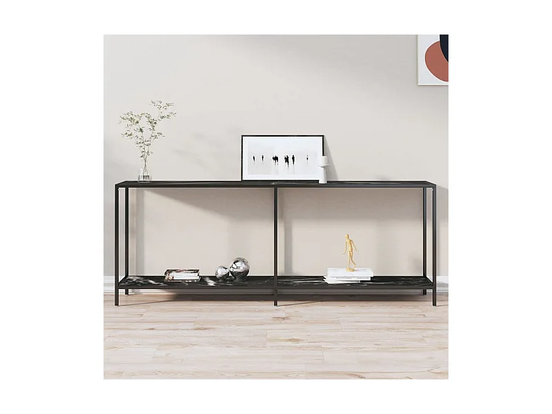 Table console Noir 200x35x75,5 cm Verre trempé