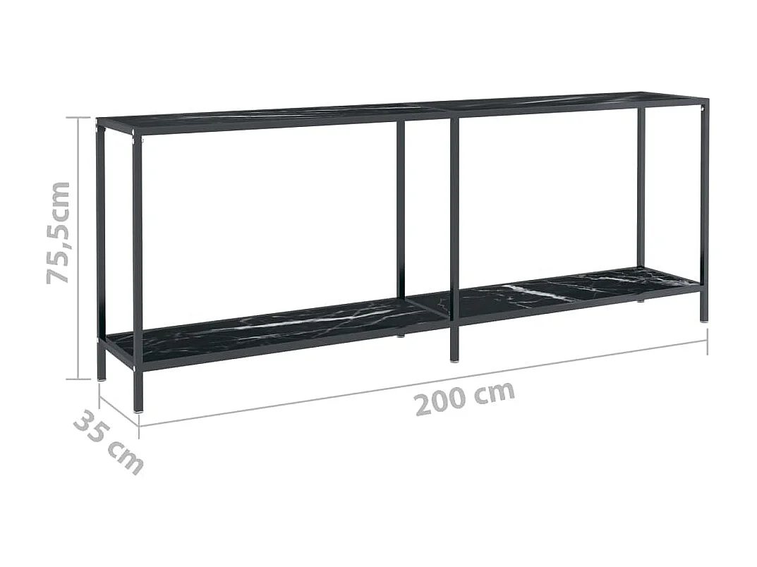 Mesa consola vidrio templado negro 200x35x75,5 cm