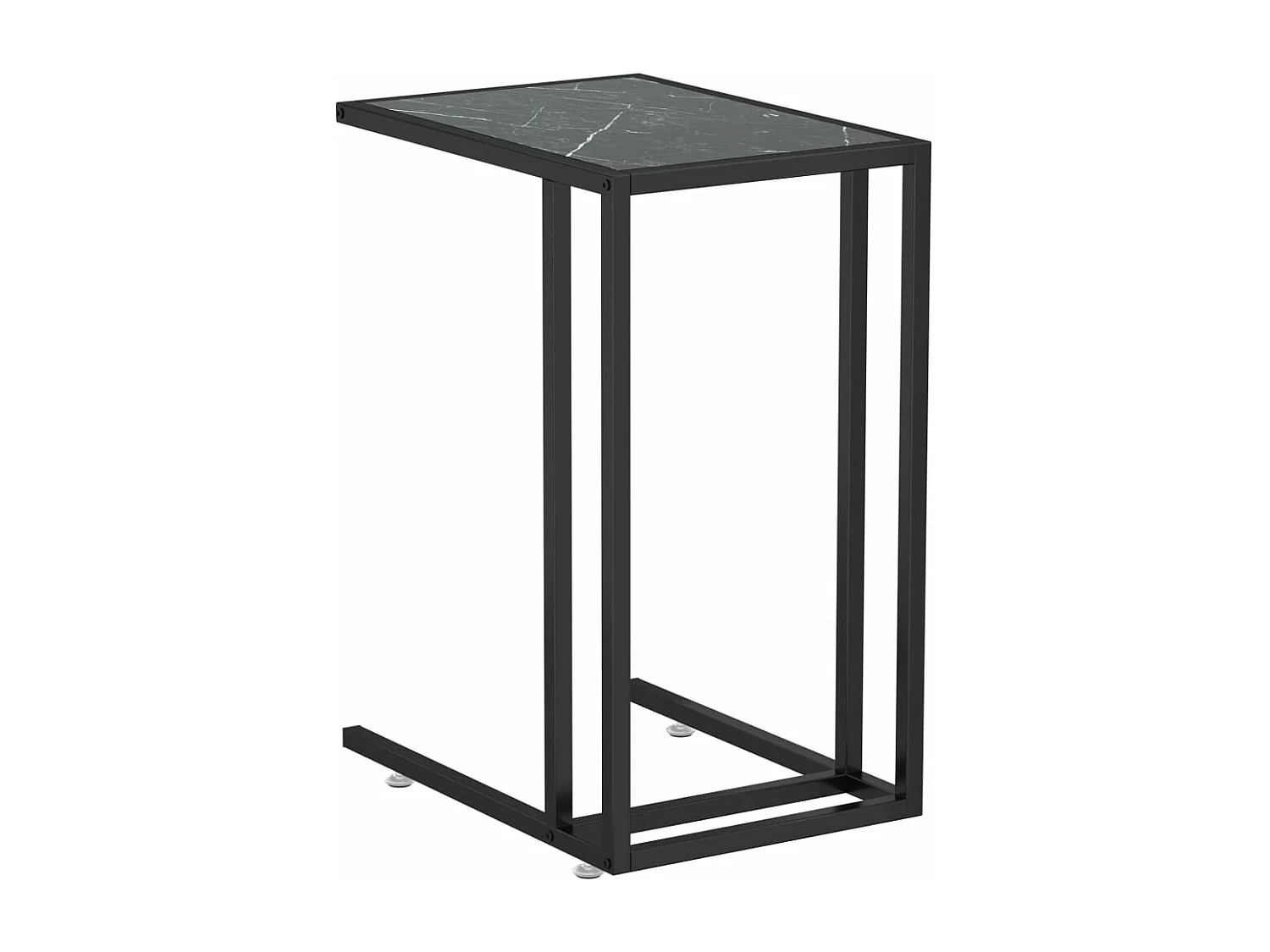 Table d'appoint ordinateur Marbre noir 50x35x65 cm Verre trempé