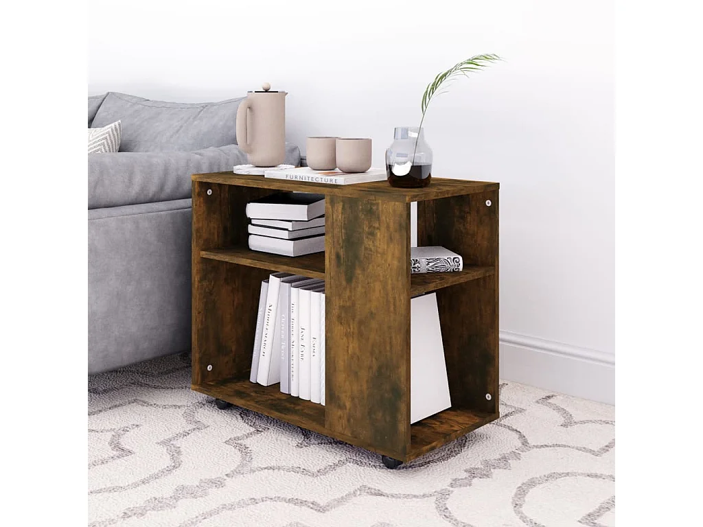 Table d'appoint Chêne fumé 70x35x55 cm Bois d'ingénierie