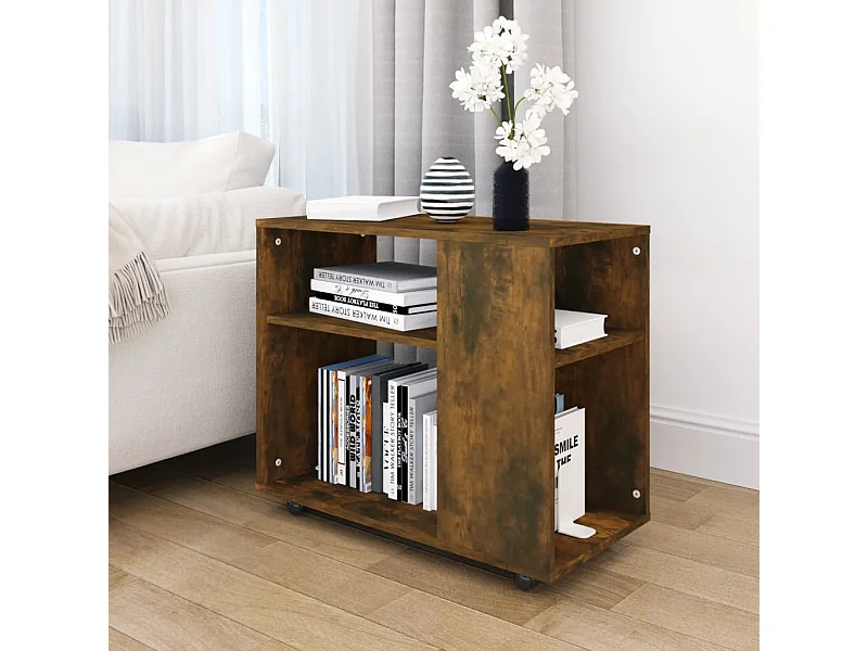 Table d'appoint Chêne fumé 70x35x55 cm Bois d'ingénierie