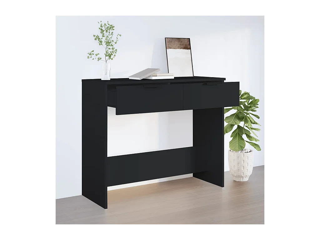 Table console noir 90x36x75 cm bois d'ingénierie