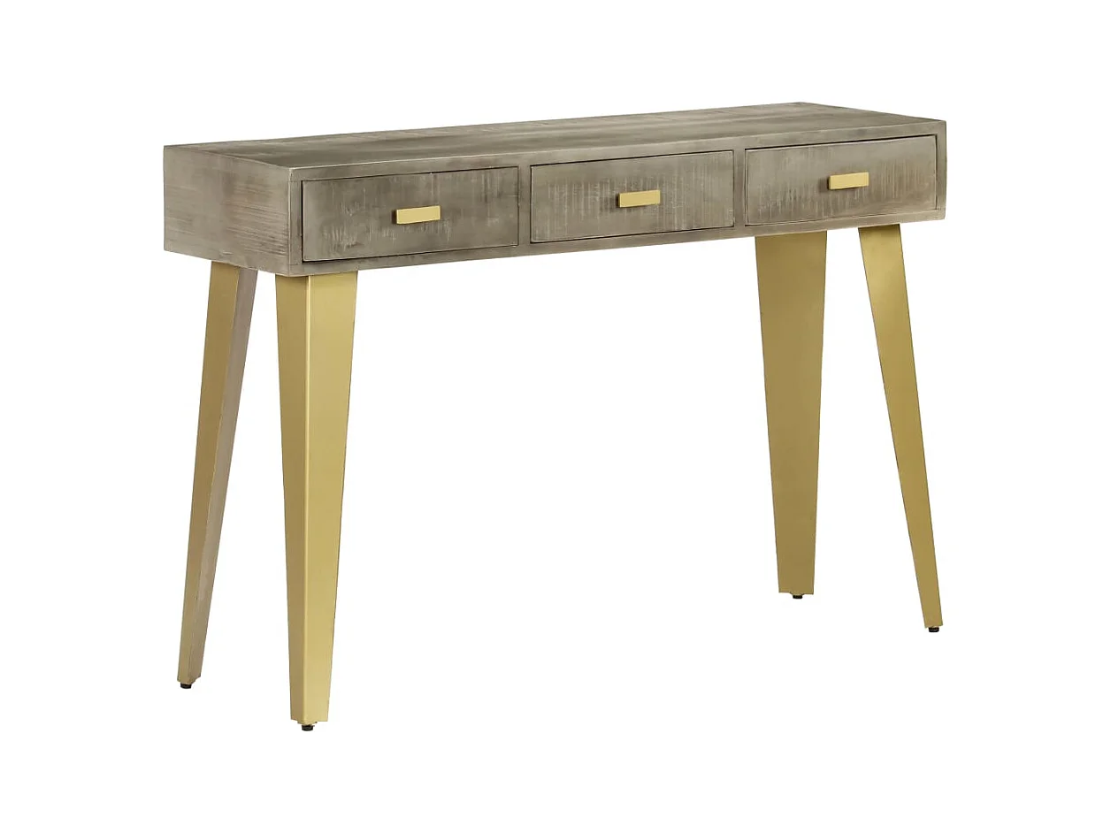 Table console Bois de manguier Gris avec laiton 110x35x76 cm