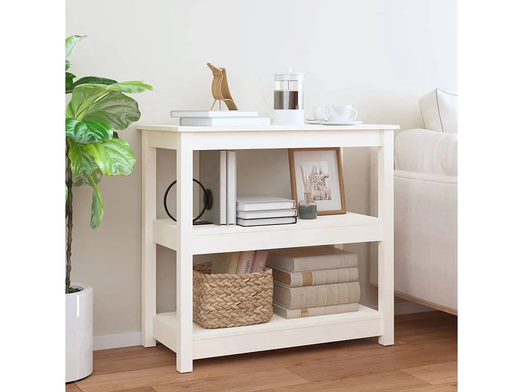 Wandtafel 80x40x74 cm massief grenenhout wit