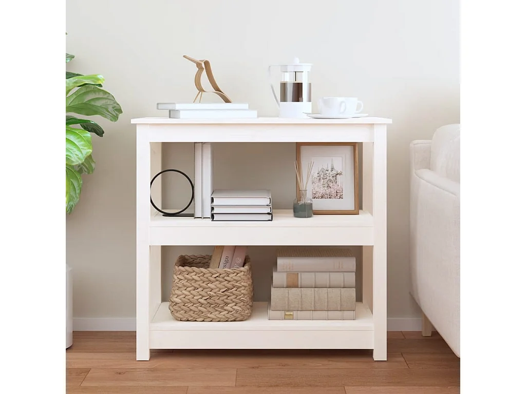 Table console Blanc 80x40x74 cm Bois massif de pin