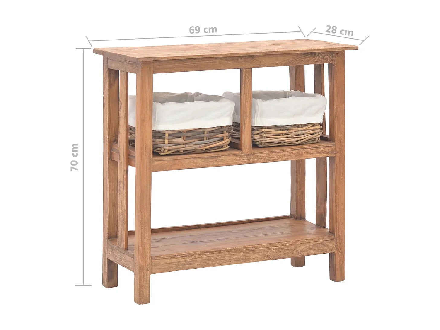 Table console Bois de récupération massif 69 x 28 x 70 cm