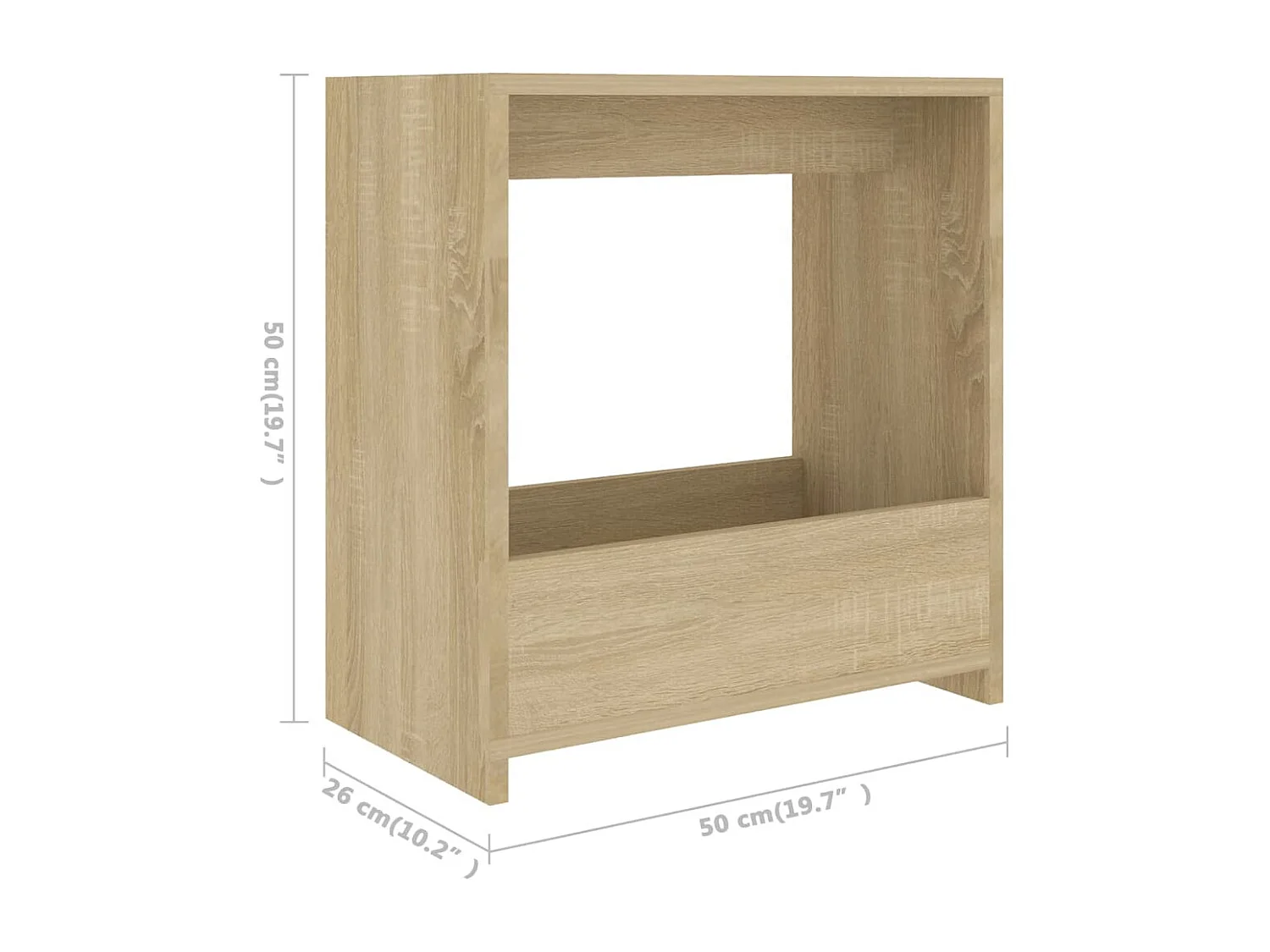 Bijzettafel 50x26x50 cm bewerkt hout sonoma eikenkleurig