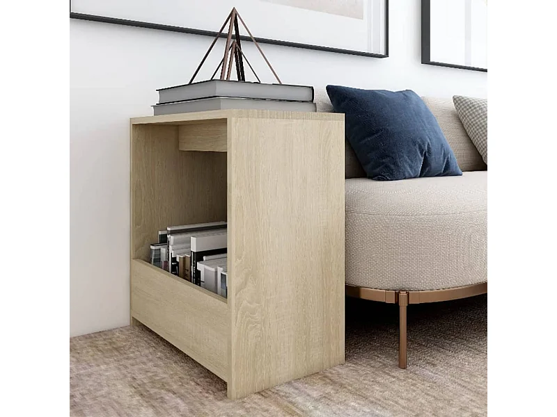 Mesa auxiliar de madera contrachapada roble Sonoma 50x26x50 cm