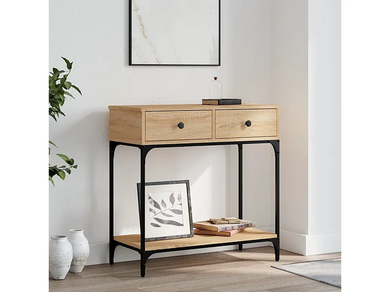 Table console chêne sonoma 75x34,5x75 cm bois d'ingénierie