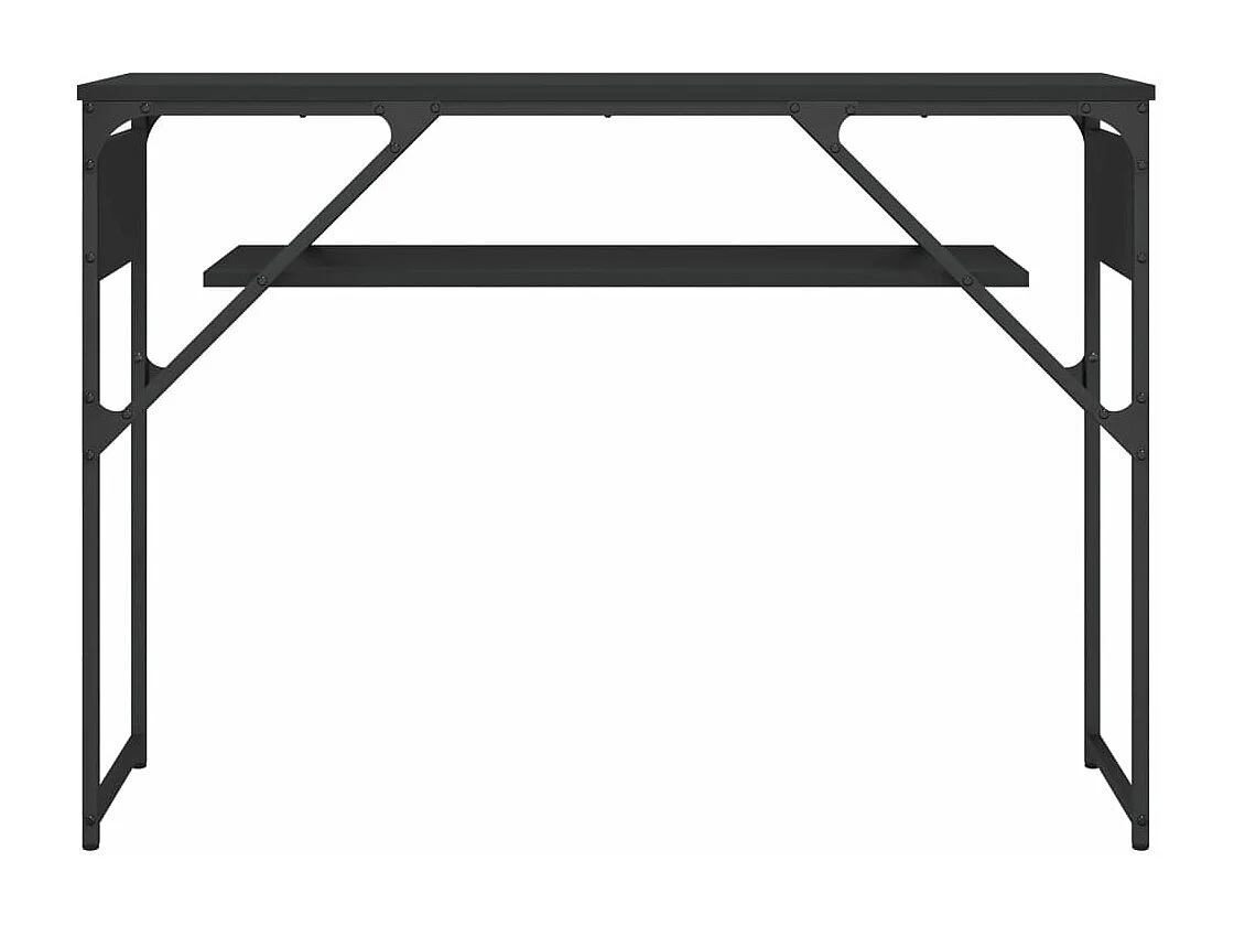 Mesa consola con estante madera ingeniería negra 105x30x75 cm