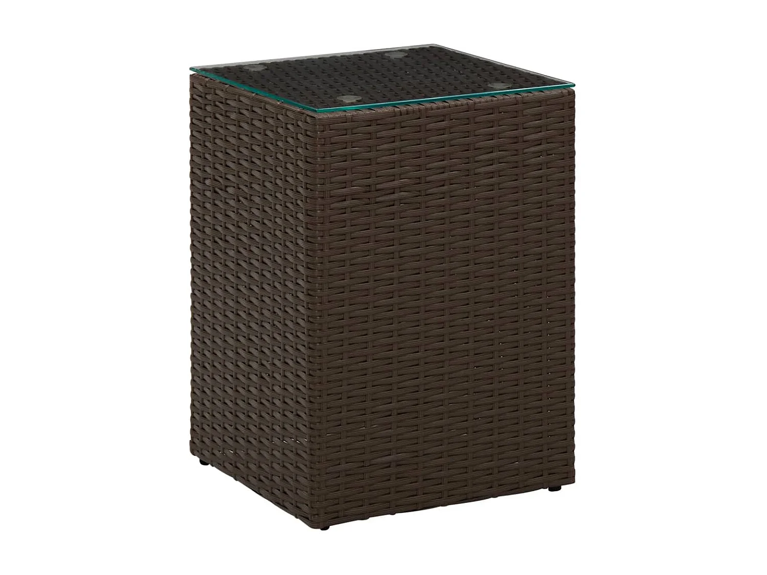 Mesa de apoio com tampo de vidro 35x35x52 cm vime PE castanho