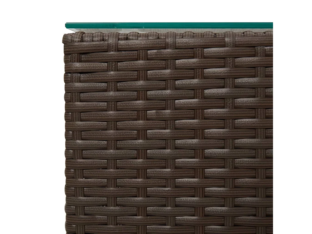 Mesa de apoio com tampo de vidro 35x35x52 cm vime PE castanho