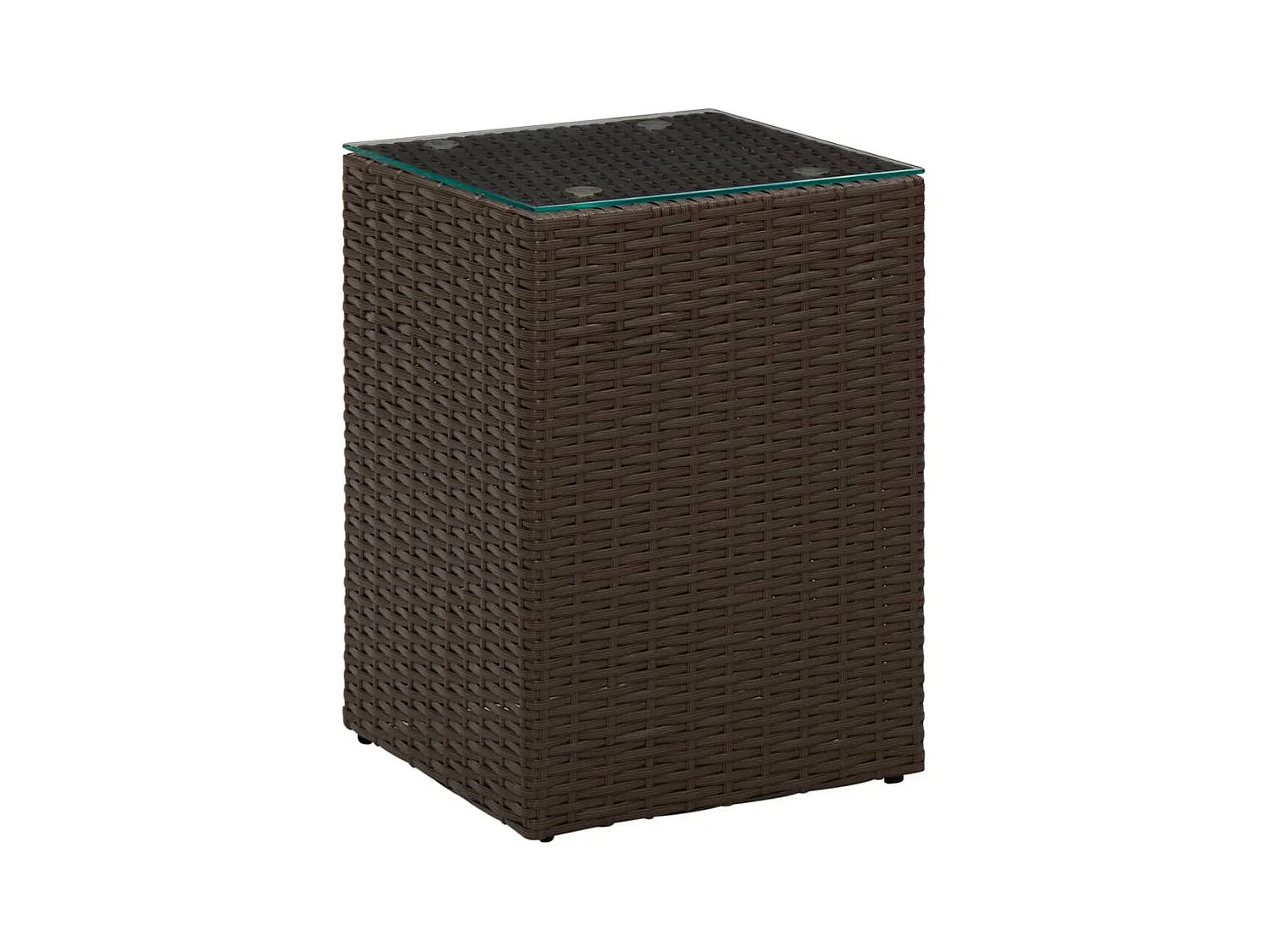 Table d'appoint dessus verre Marron 35x35x52 cm Résine tressée