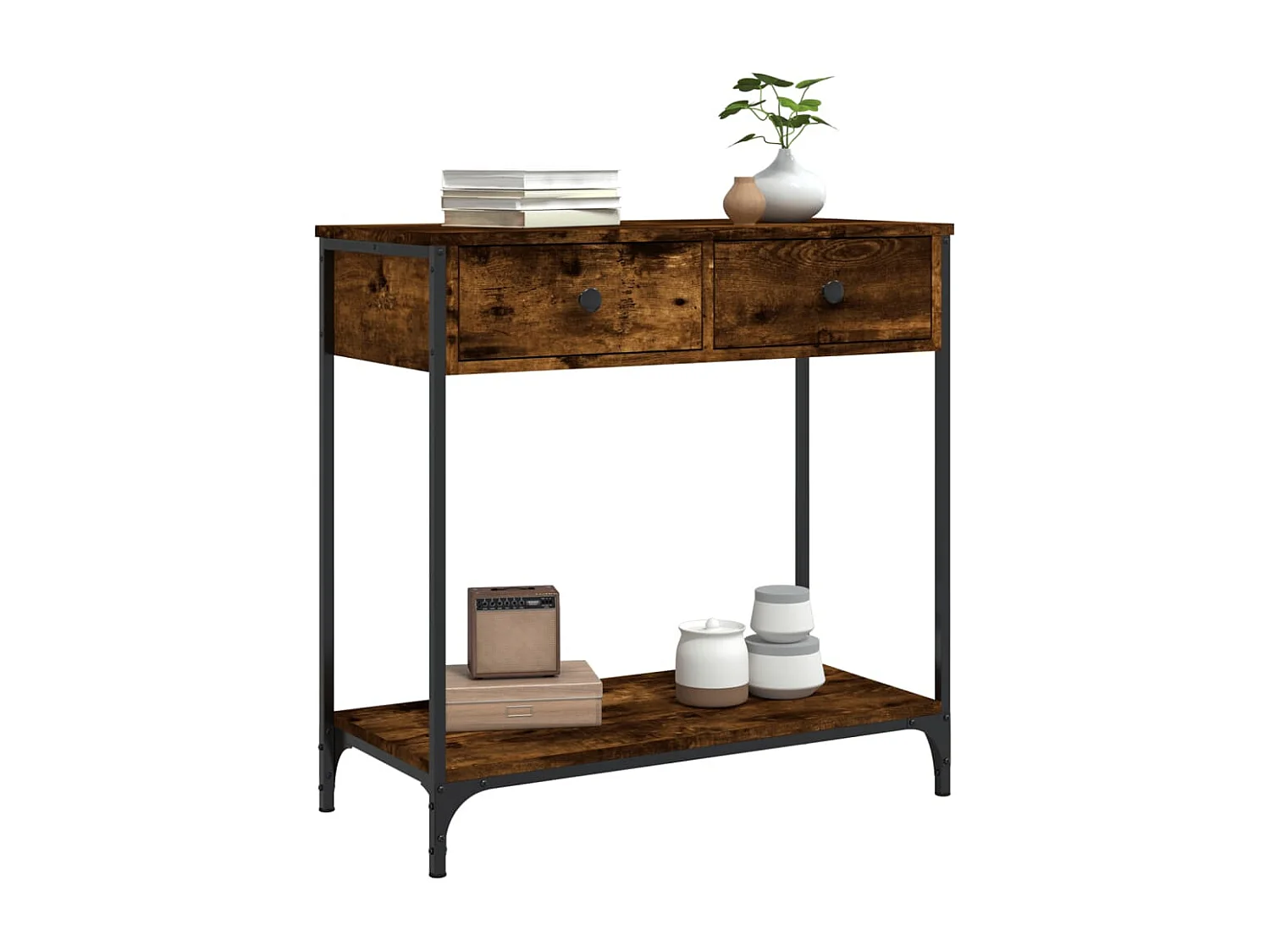 Mesa consola 75x34,5x75 cm derivados de madeira carvalho fumado