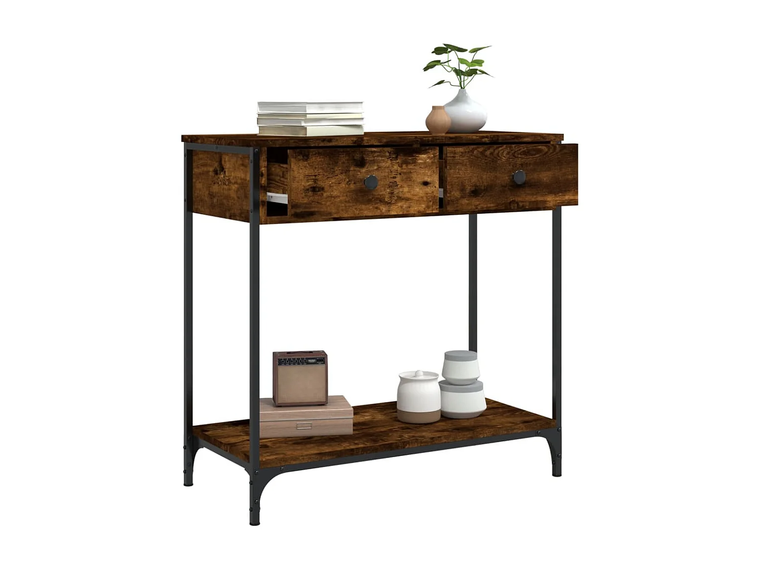 Mesa consola 75x34,5x75 cm derivados de madeira carvalho fumado