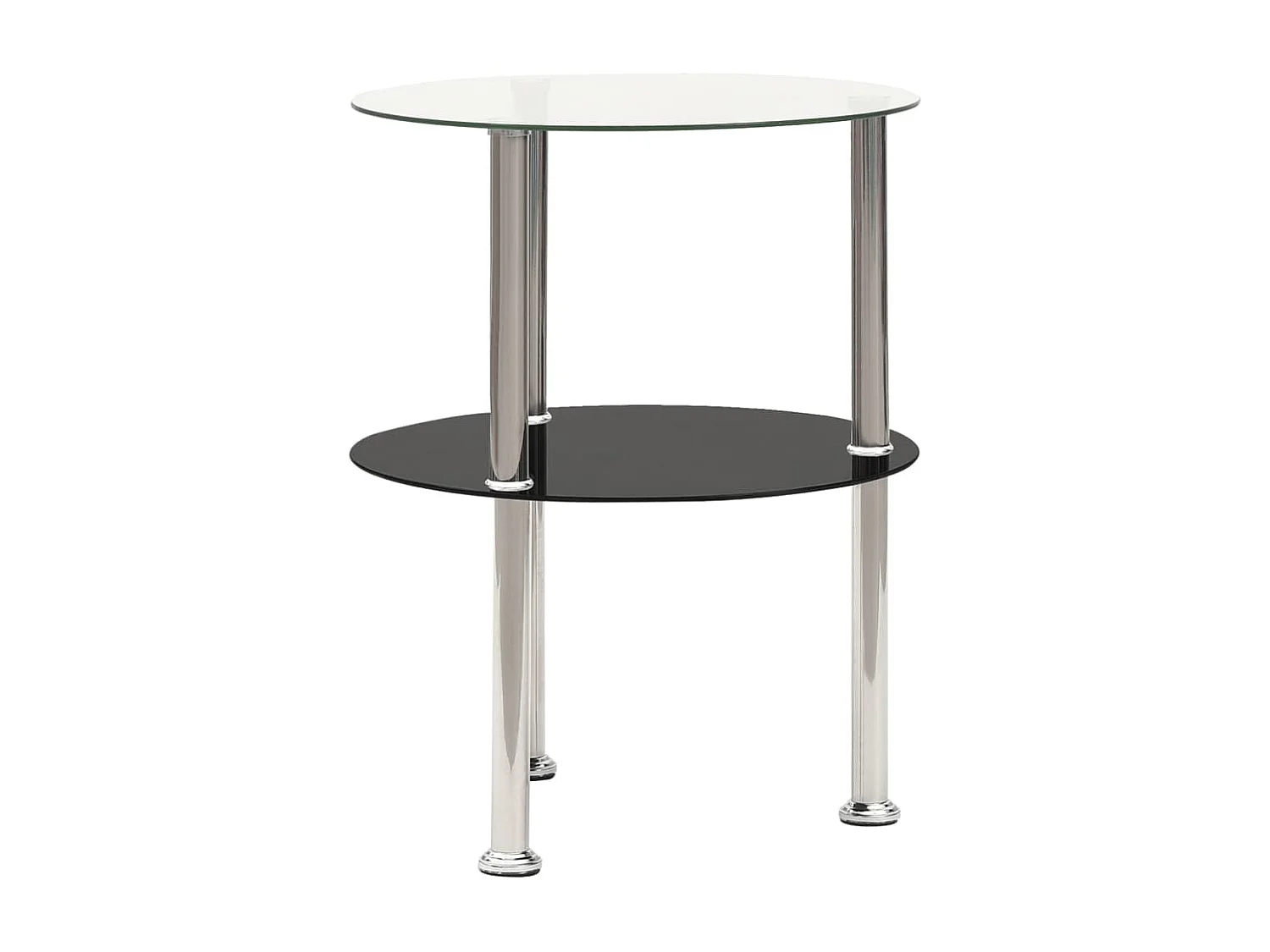 Table d'appoint 2 niveaux Transparent et noir 38cm Verre trempé