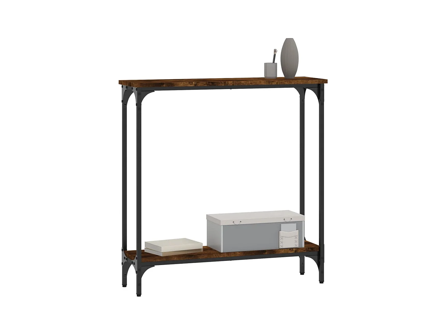 Table console chêne fumé 75x22,5x75 cm bois d'ingénierie