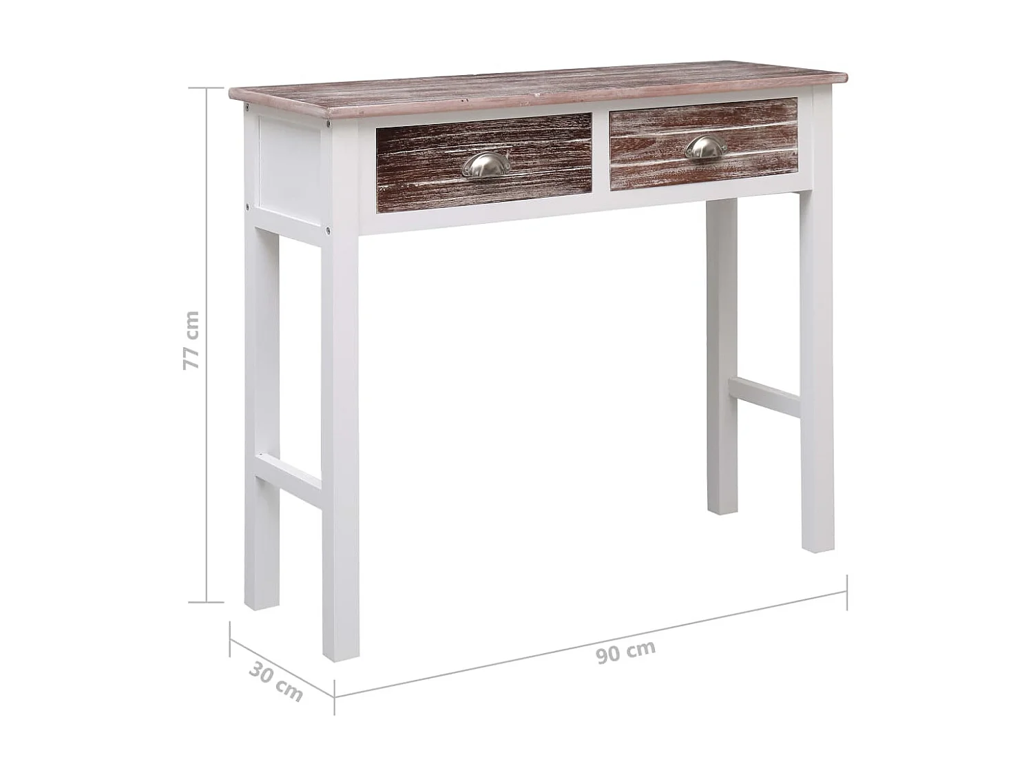 Mesa consola de madera marrón 90x30x77 cm