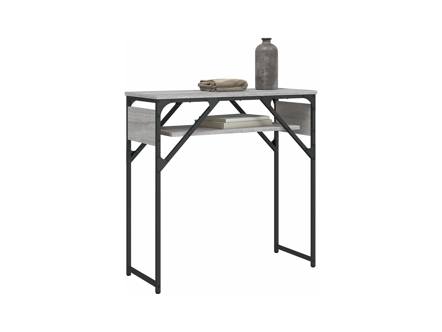Table console avec étagère sonoma gris 75x30x75 cm
