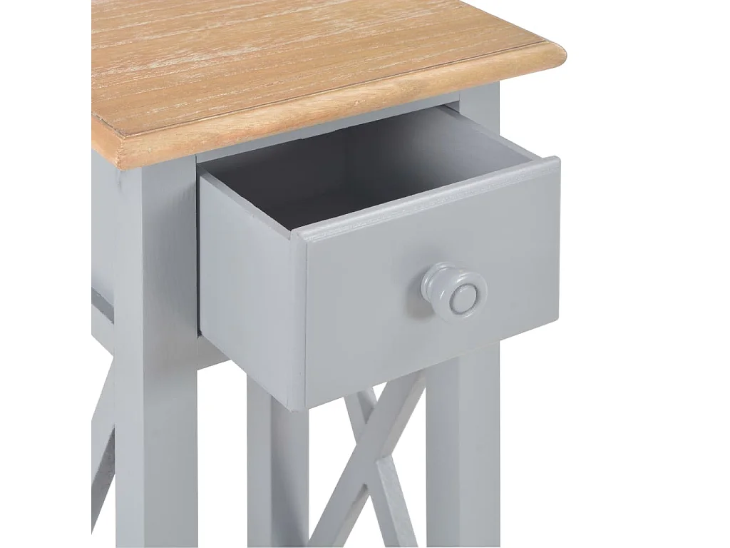 Mesa lateral 27x27x65,5 cm madeira cinzento