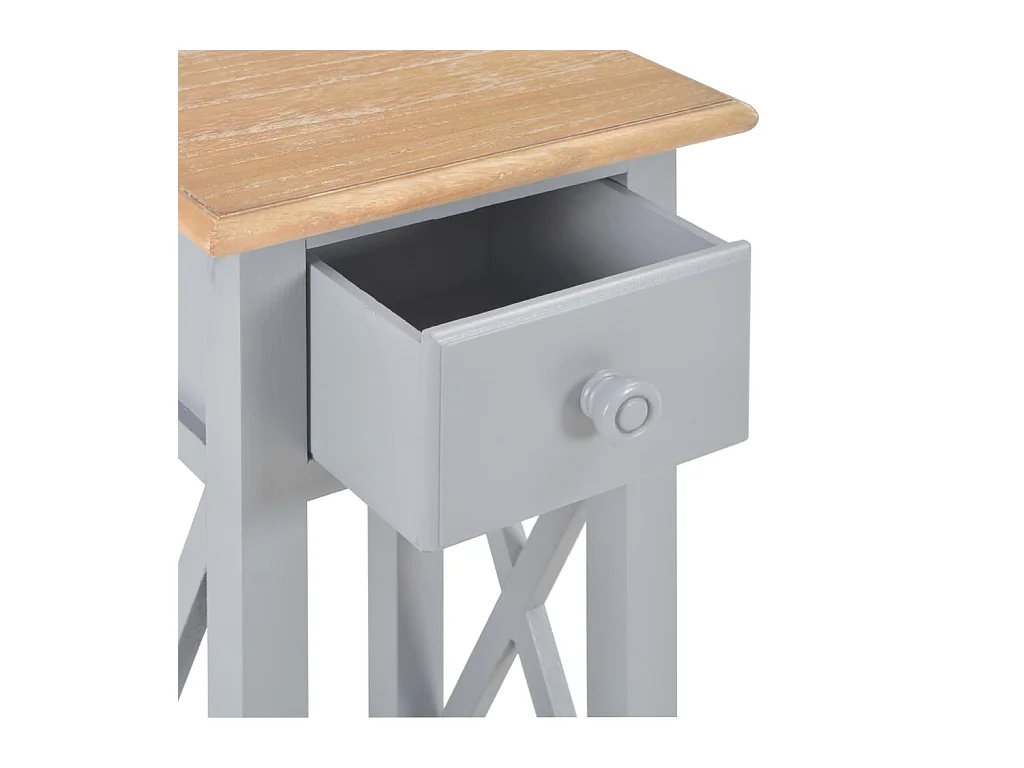 Mesa lateral 27x27x65,5 cm madeira cinzento