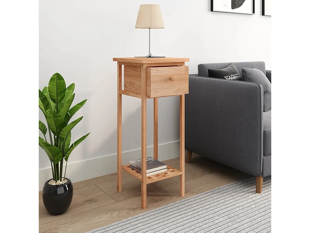 Table d'appoint avec tiroir 25x25x60 cm Bois massif de noyer