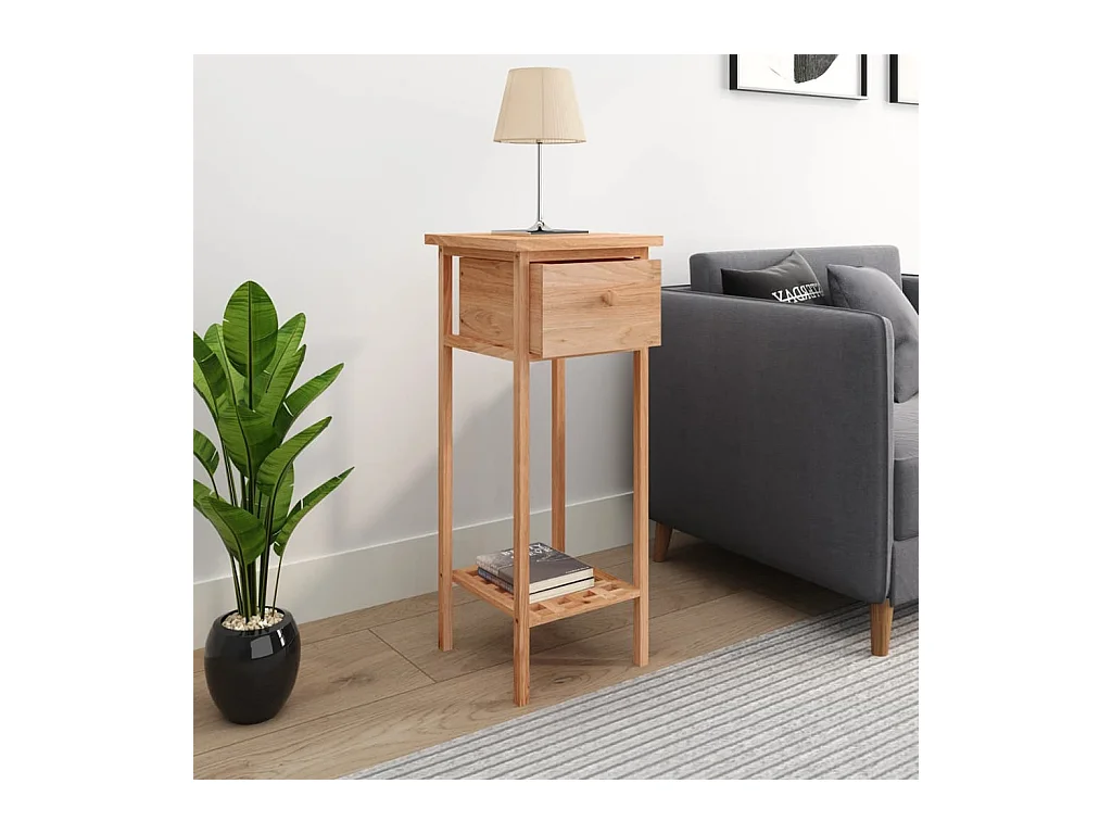 Mesa de apoio com gaveta 25x25x60cm madeira de nogueira maciça