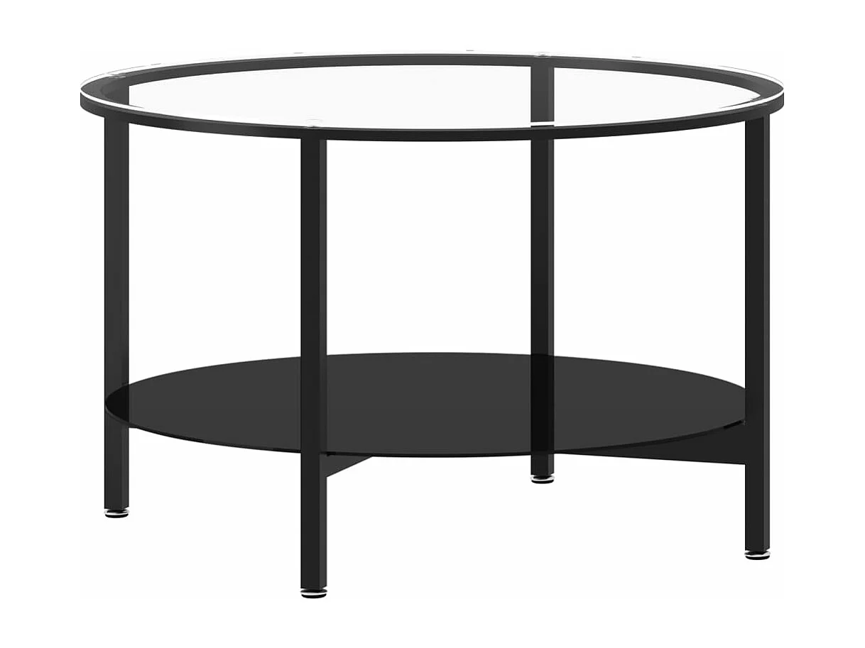 Mesa de centro 70 cm vidro temperado preto e transparente