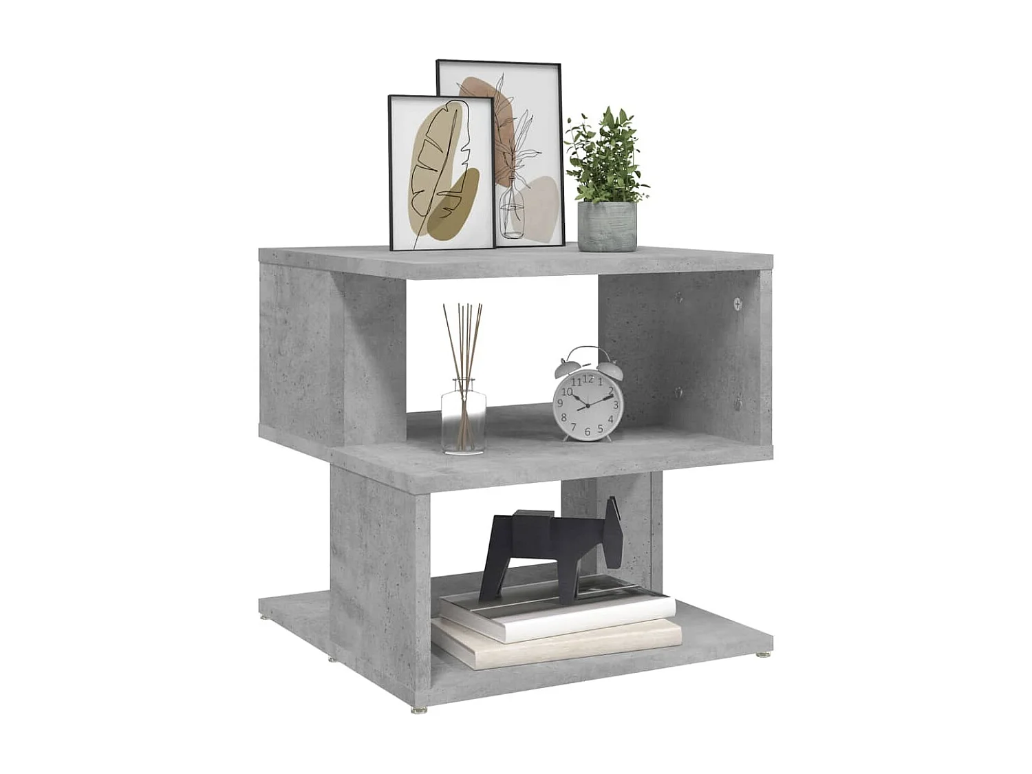 Bijzettafel 40x40x40 cm bewerkt hout betongrijs