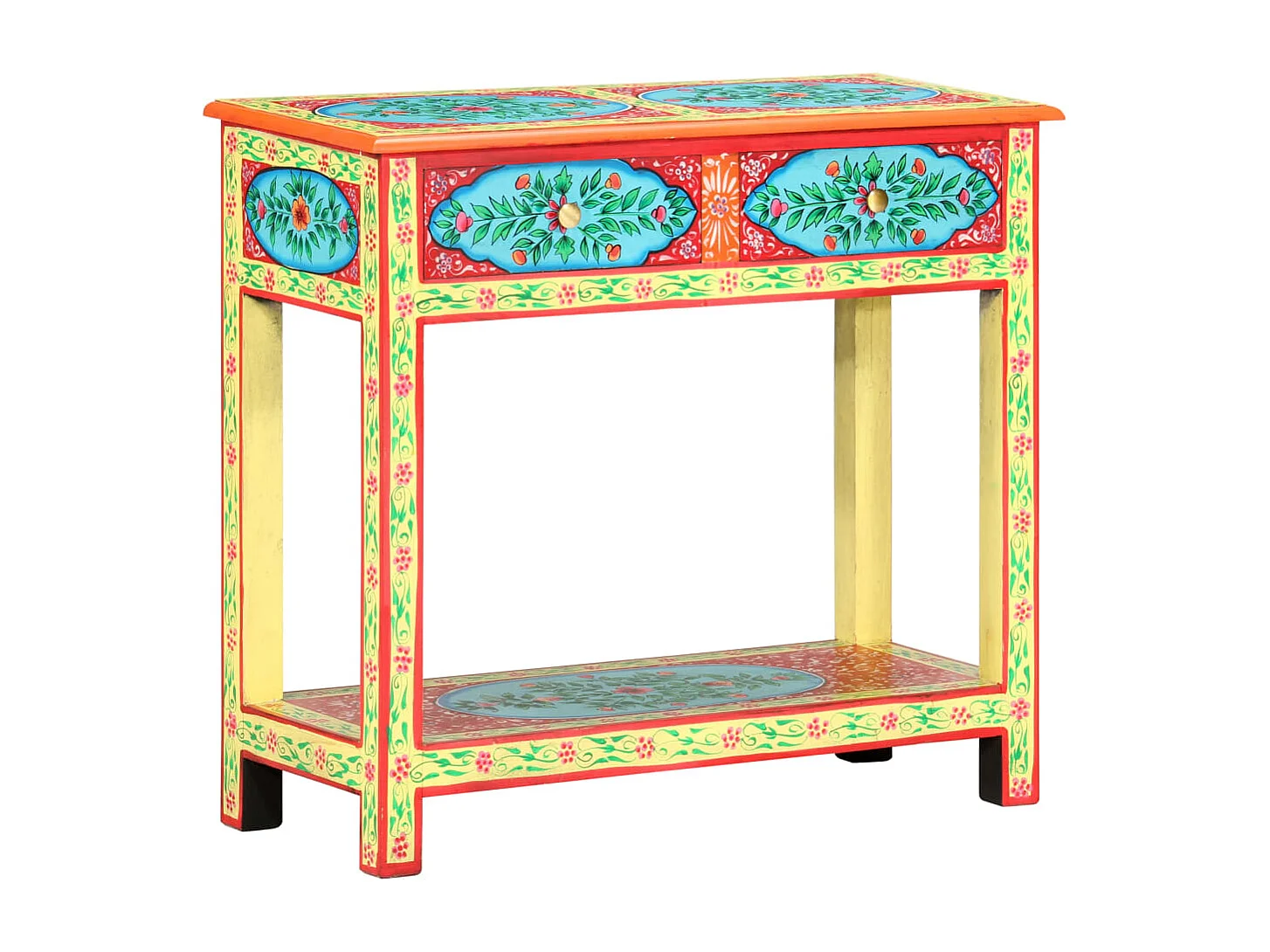 Mesa consola pintada a mano madera maciza de mango 80x35x75 cm