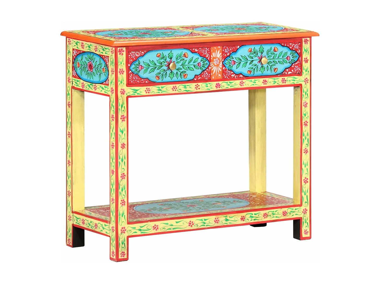 Mesa consola pintada a mano madera maciza de mango 80x35x75 cm