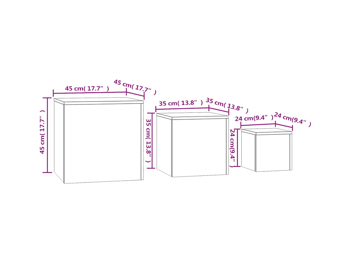 Tables d'appoint 3 pièces Gris béton Aggloméré