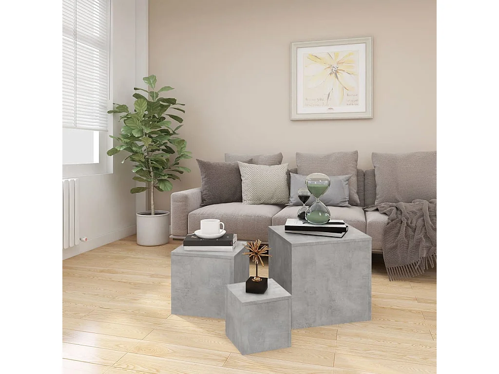 Tables d'appoint 3 pièces Gris béton Aggloméré