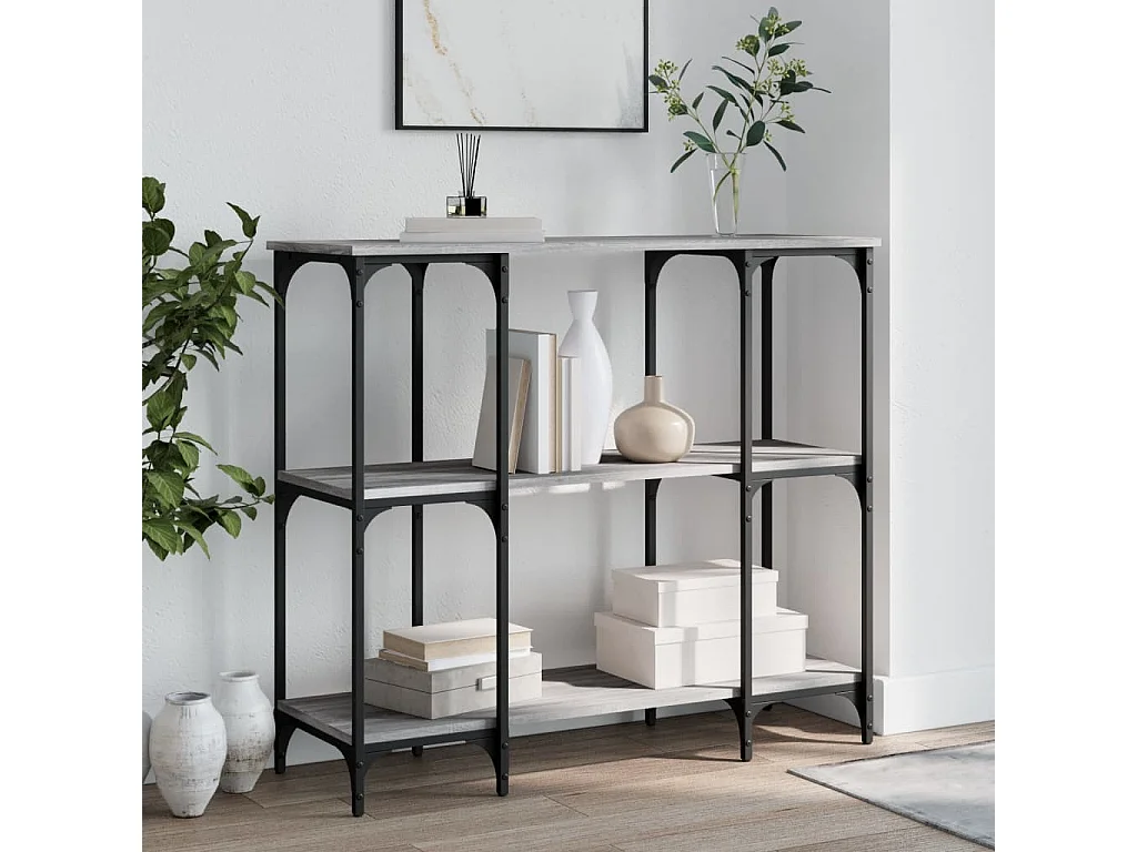 Mesa consola 102x35x90 cm derivados de madeira cinzento sonoma