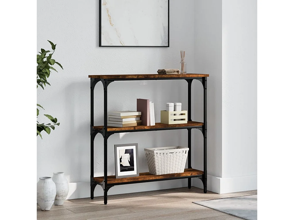 Table console chêne fumé 75x22,5x75 cm bois d'ingénierie