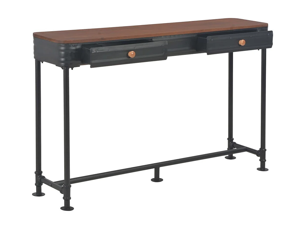 Table console avec 2 tiroirs 120x30x75 cm Bois de sapin massif