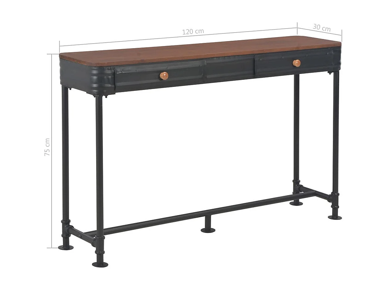 Table console avec 2 tiroirs 120x30x75 cm Bois de sapin massif