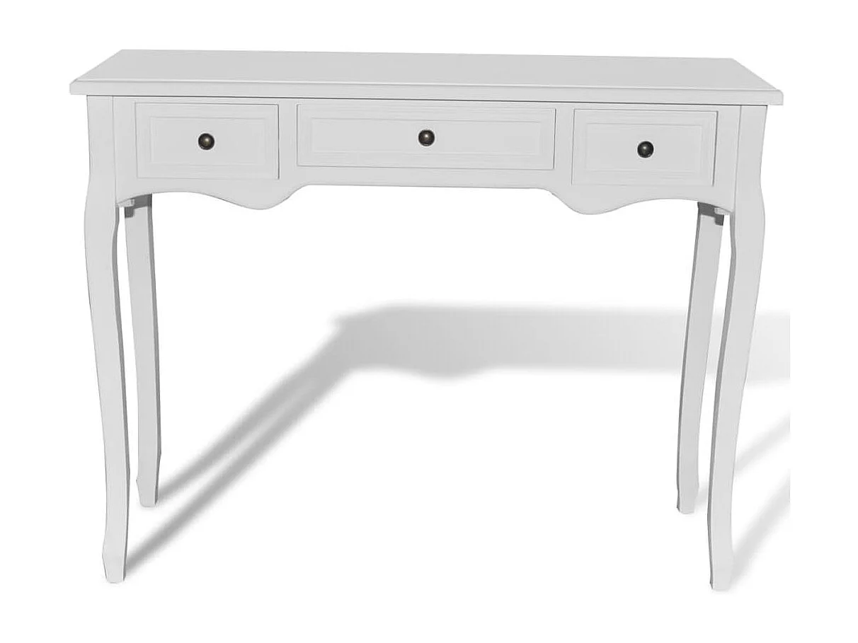 Table de console et coiffeuse avec 3 tiroirs Blanc