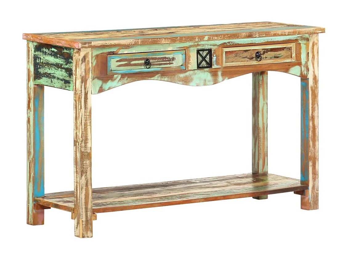 Mesa consola 120x40x75 cm madeira recuperada maciça