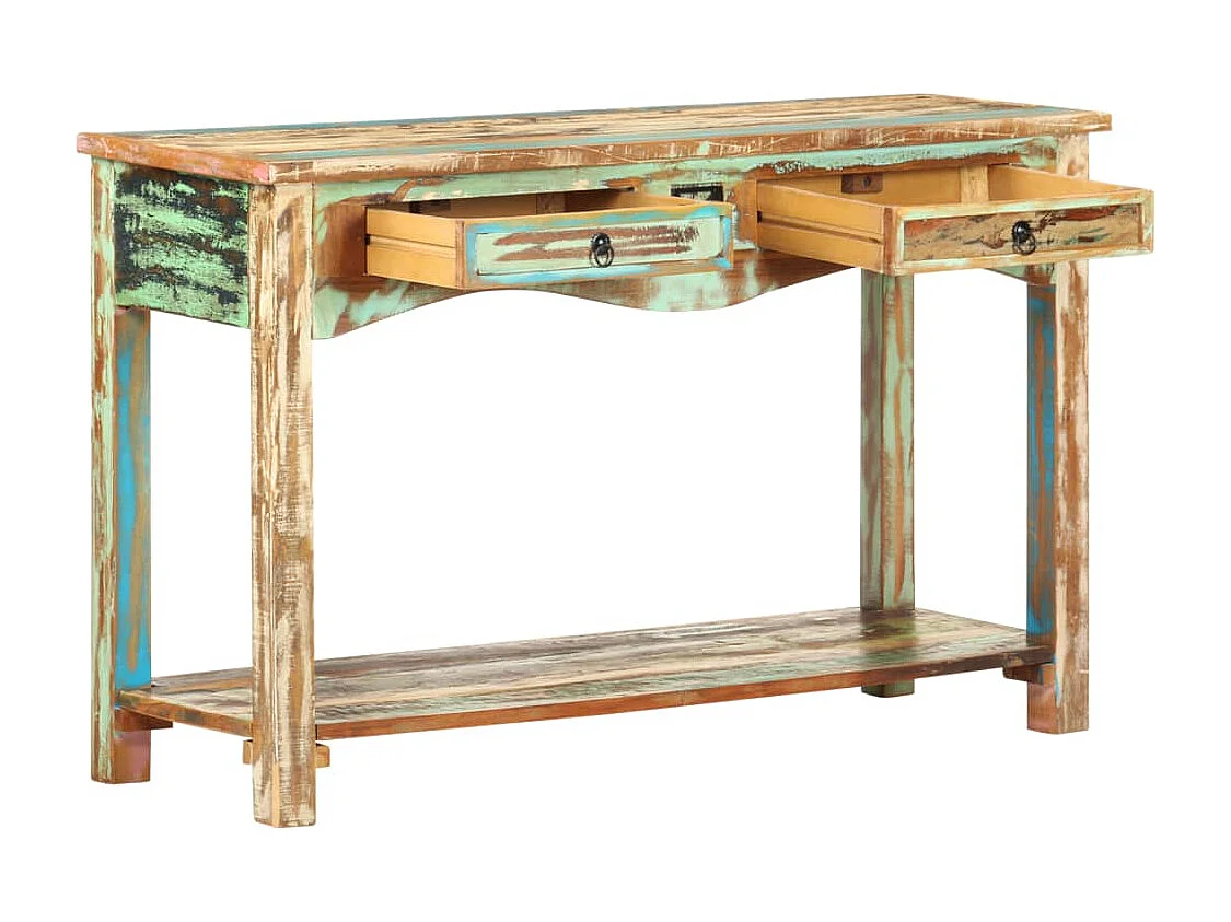 Mesa consola 120x40x75 cm madeira recuperada maciça