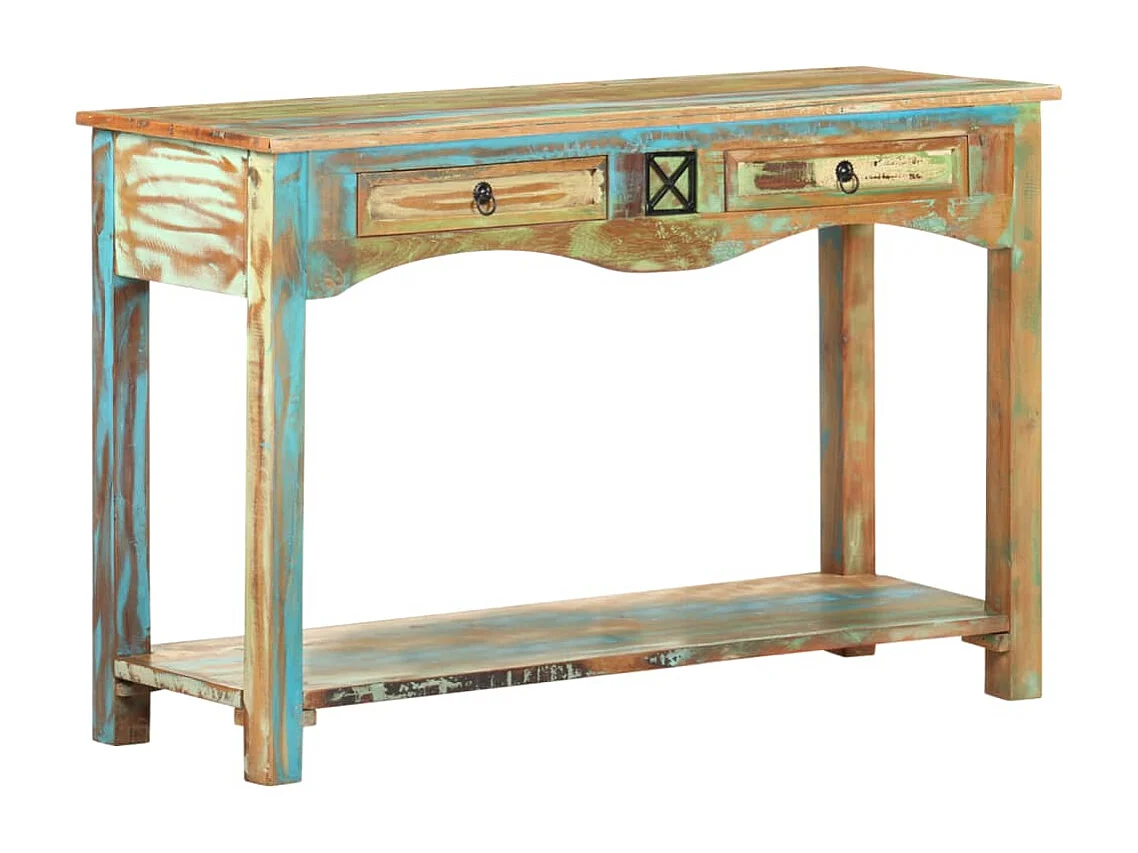 Mesa consola 120x40x75 cm madeira recuperada maciça