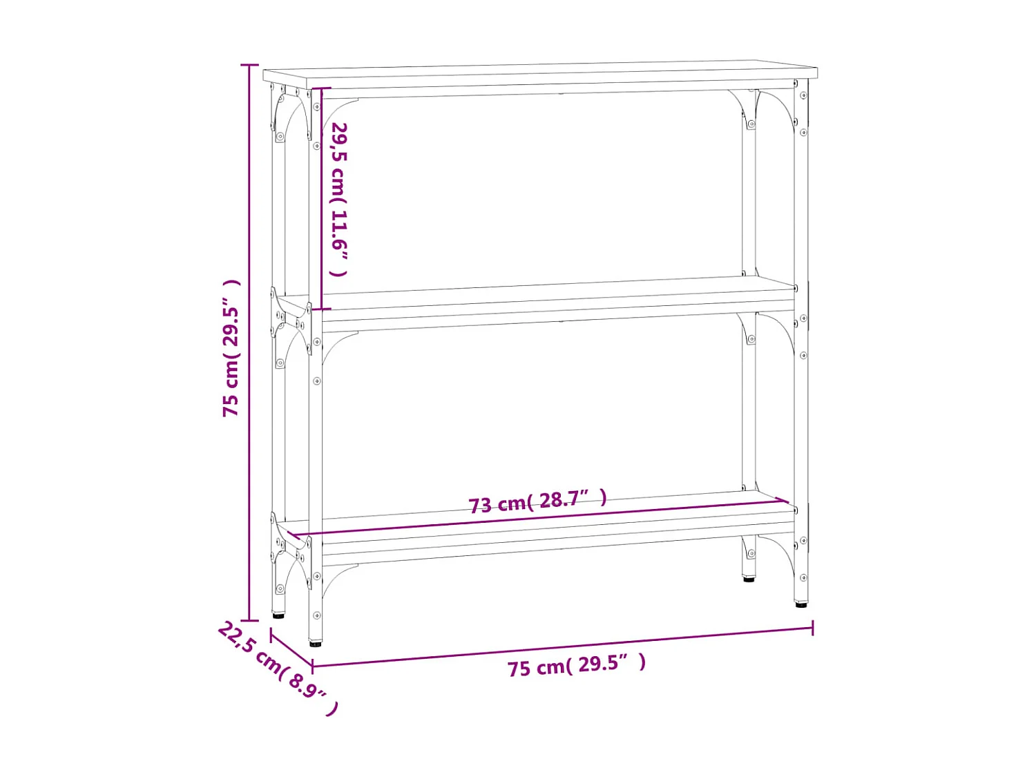 Wandtafel 75x22,5x75 cm bewerkt hout grijs sonoma eikenkleurig