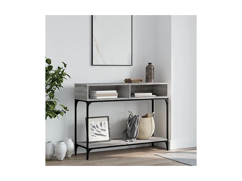 Mesa consola madera de ingeniería gris Sonoma 100x30,5x75 cm