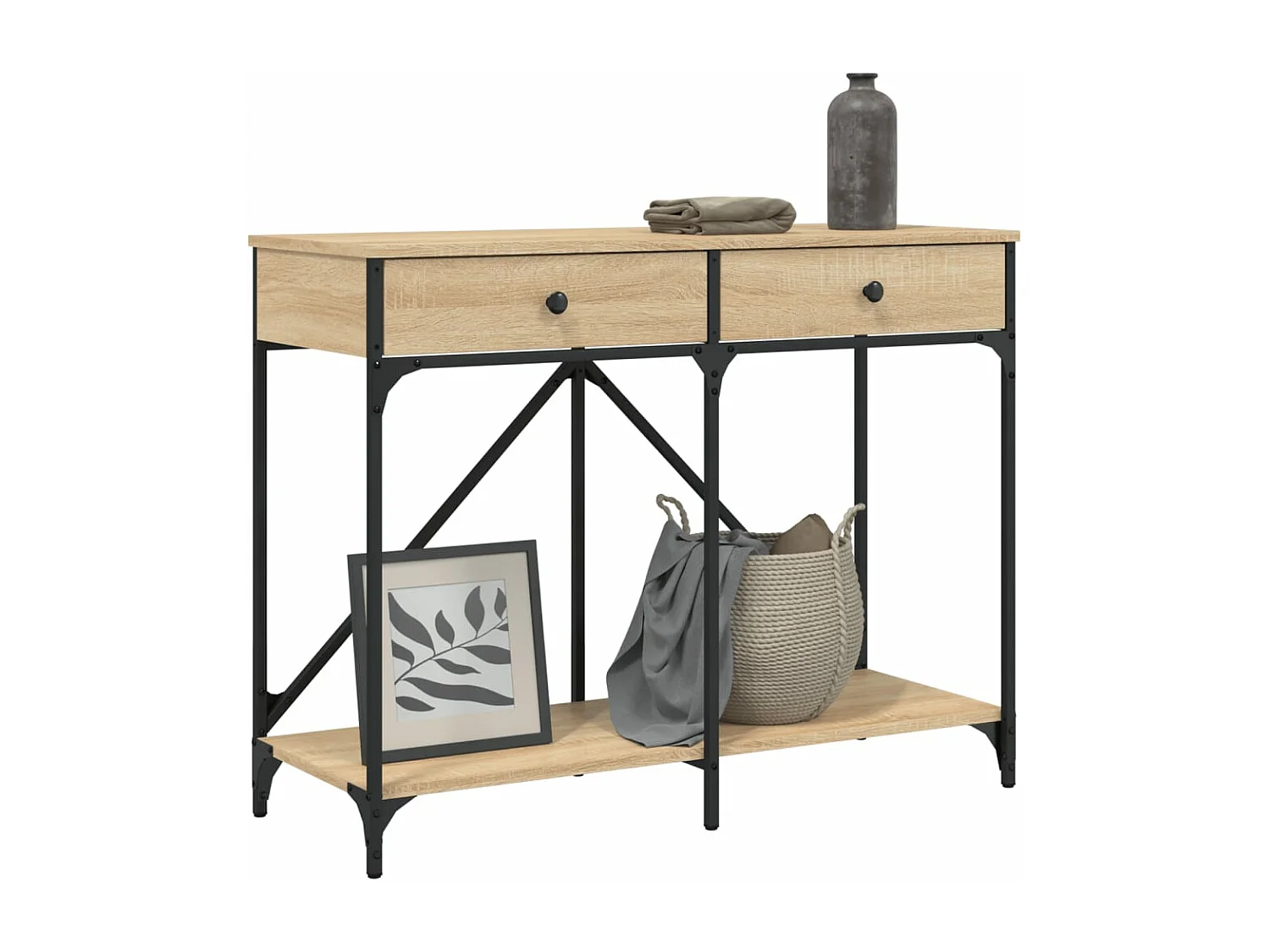 Table console chêne sonoma 100x39x78,5 cm bois d'ingénierie