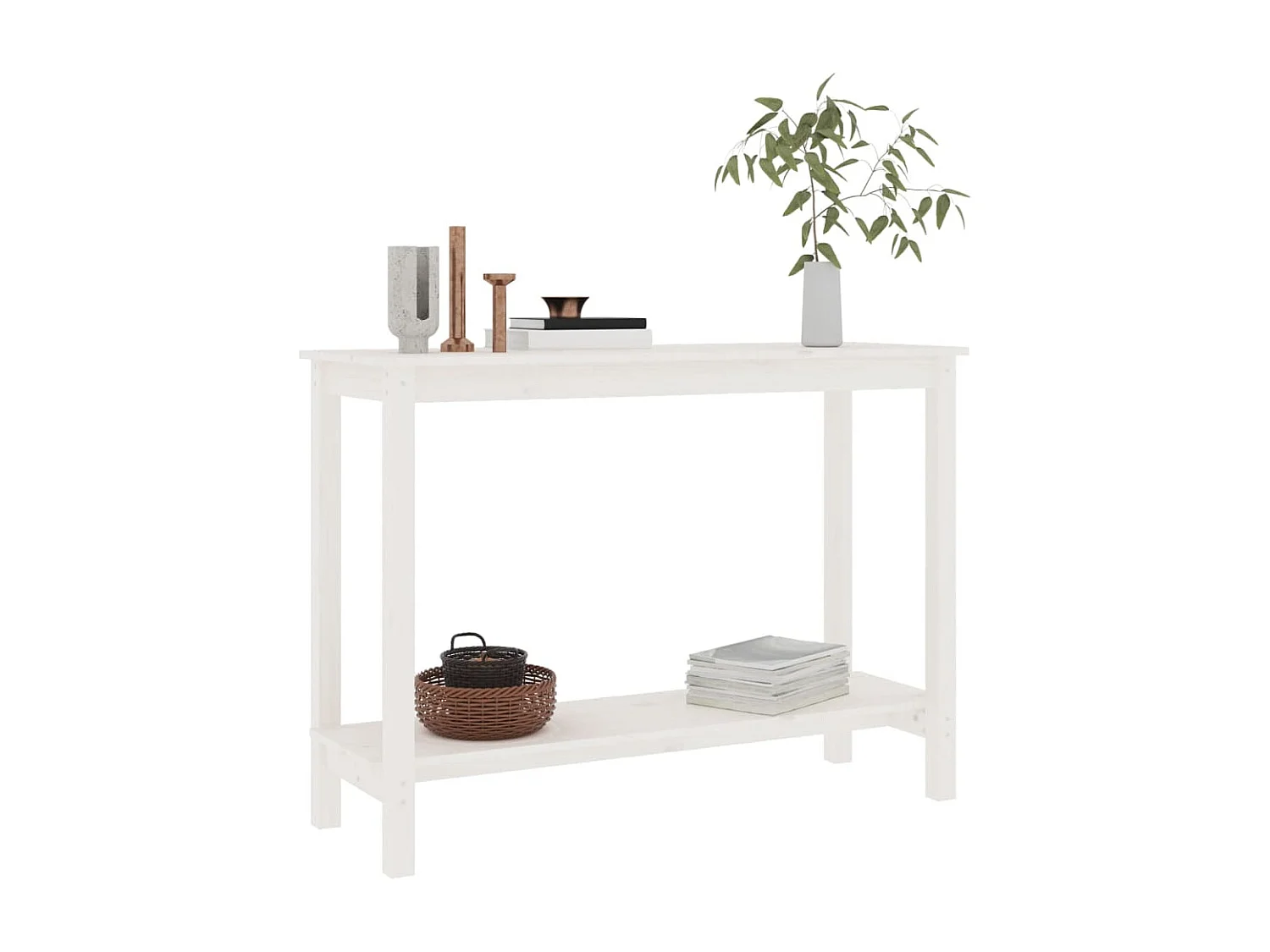 Table console Blanc 110x40x80 cm Bois massif de pin