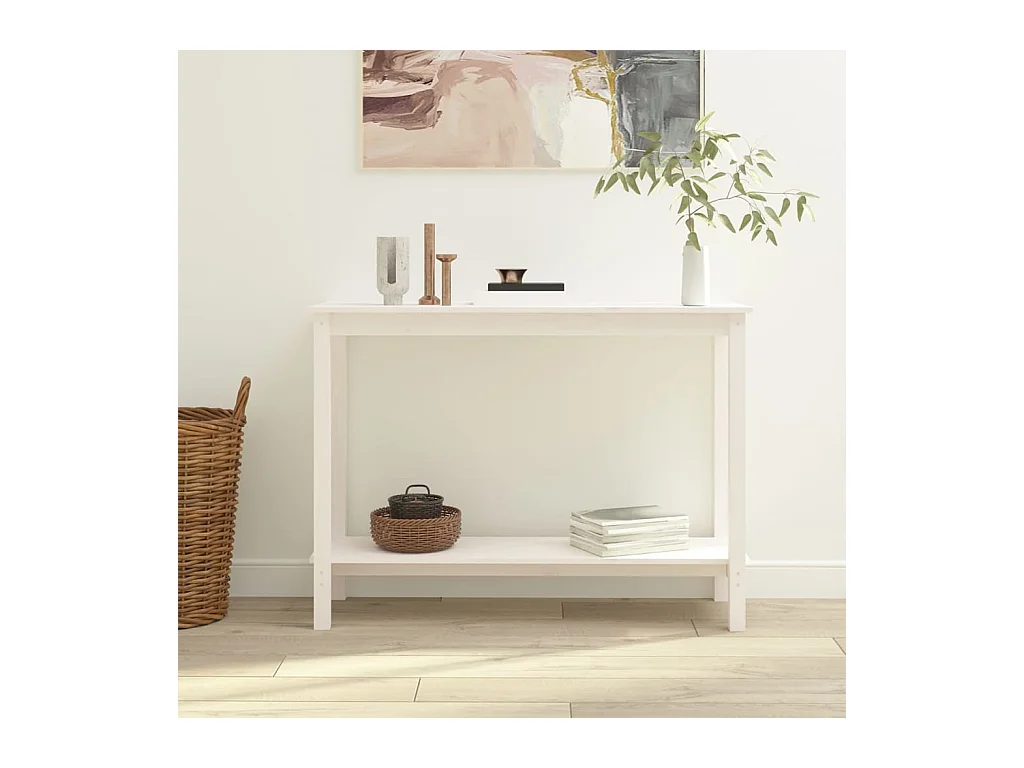 Table console Blanc 110x40x80 cm Bois massif de pin